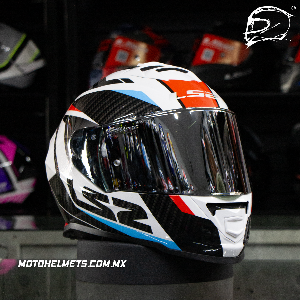 Casco Integral LS2 Storm Racer II Blanco Rojo Azul FF800