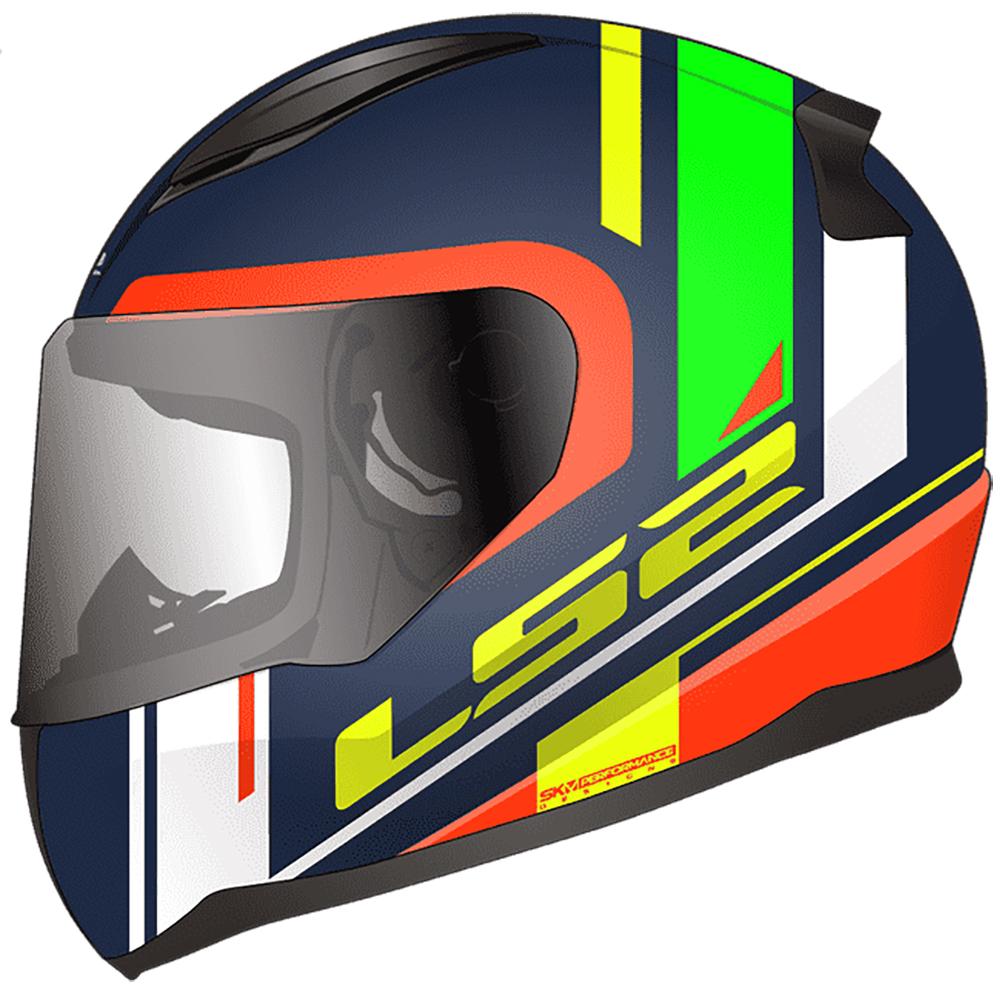 Casco Integral LS2 Rapid II Chos Azul Naranja Mate FF353