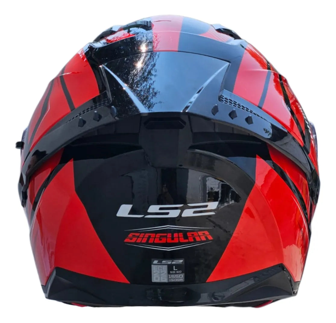 Casco Integral LS2 Con Intercomunicador integrado Y Led Fusion Rojo Negro Mate FF806