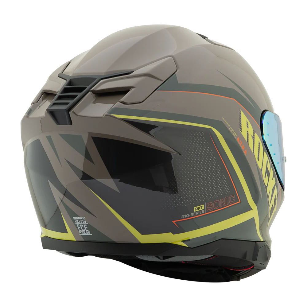 Casco Integral RKT 210 Sonic Marron Amarillo Brillo