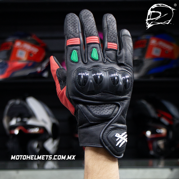 Guantes De Piel Giacomo T800 Negro Rojo
