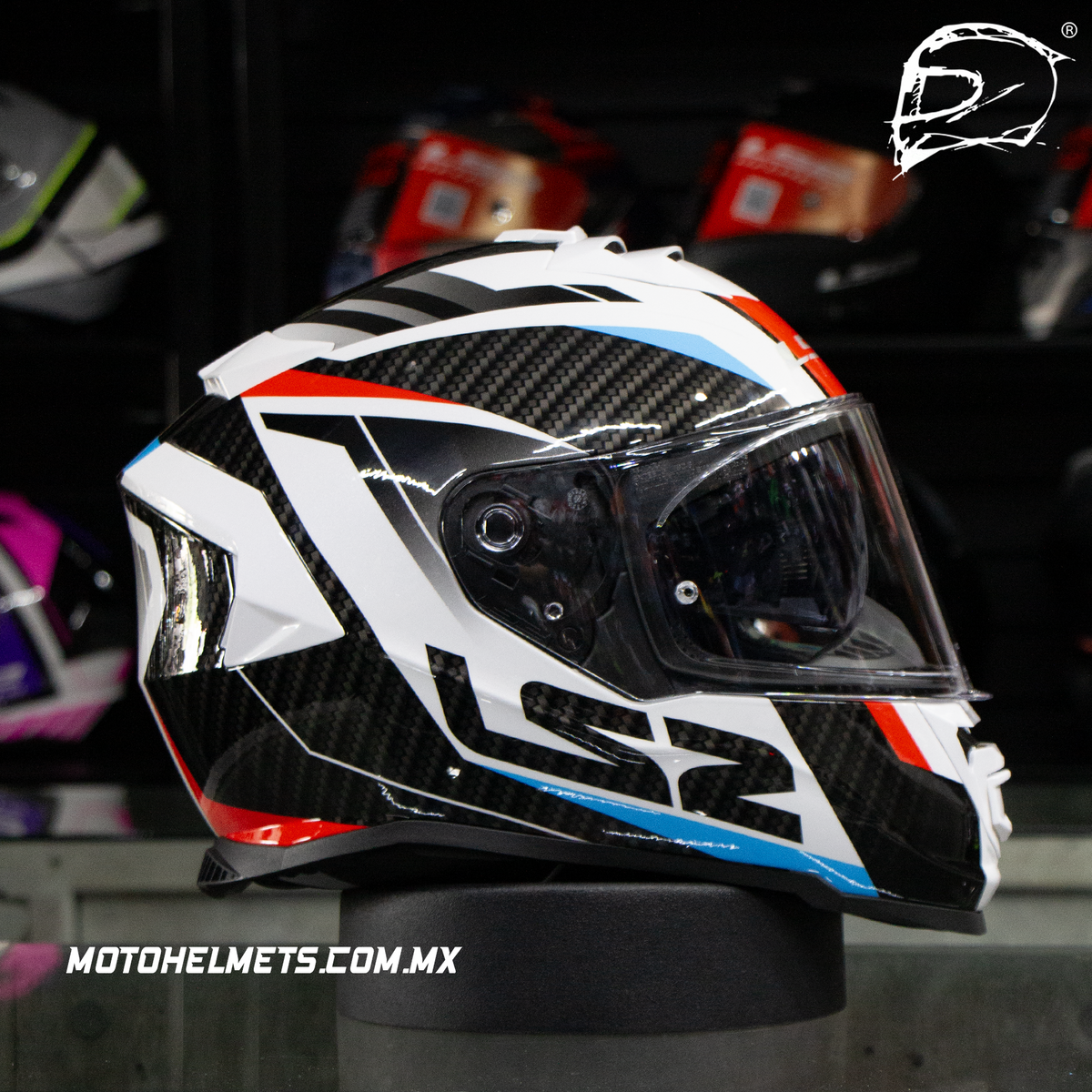 Casco Integral LS2 Storm Racer II Blanco Rojo Azul FF800