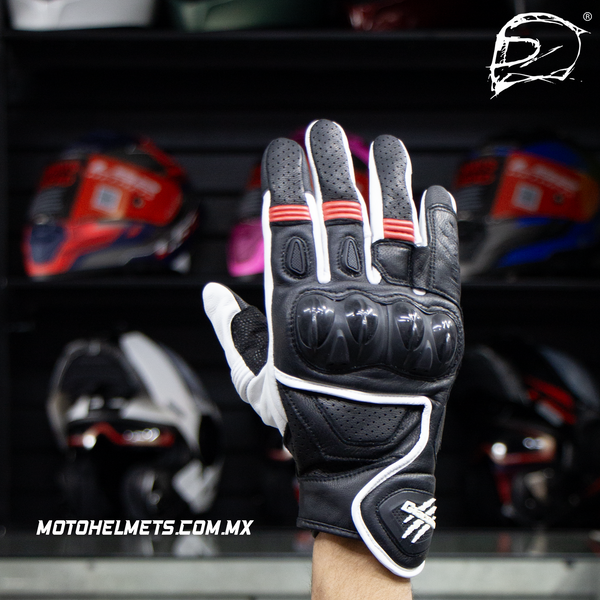 Guantes De Piel Giacomo T800 Negro Blanco