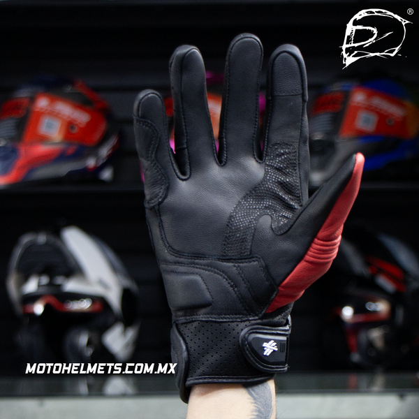 Guantes De Piel Giacomo T800 Negro Rojo