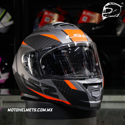 Casco Integral LS2 Storm Racer Negro Naranja FF800