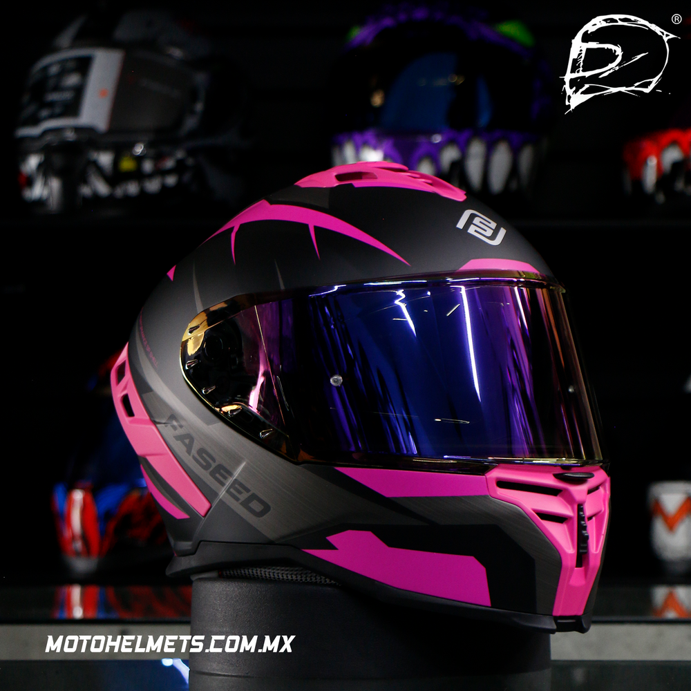 Casco Integral Faseed FS 867 Asphal Negro Rosa Moto Helmets Sebastian
