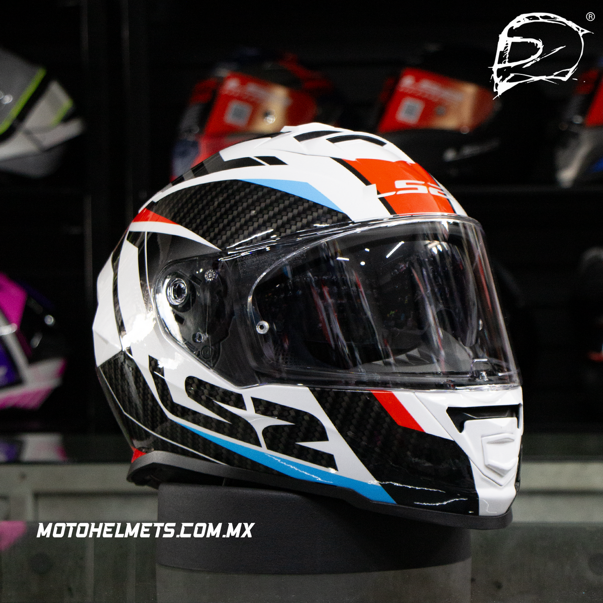 Casco Integral LS2 Storm Racer II Blanco Rojo Azul FF800