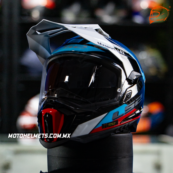 Casco Carbono LS2 Explorer Frontier C Azul Blanco Rojo