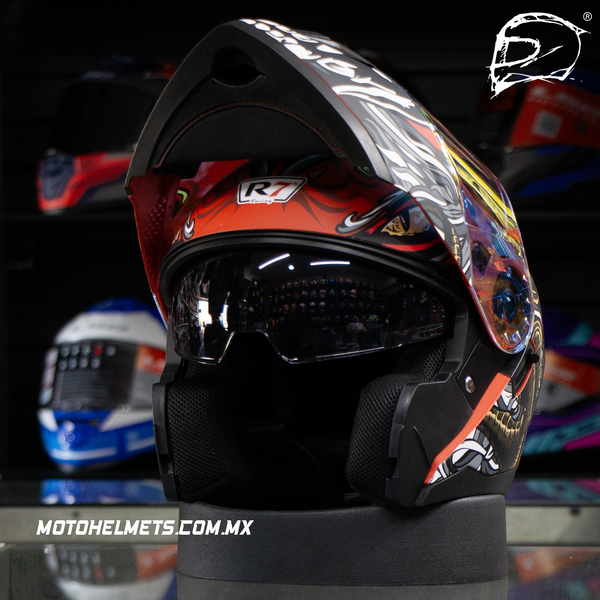 Casco Abatible R7 Racing Alfa Con Luz Led The King