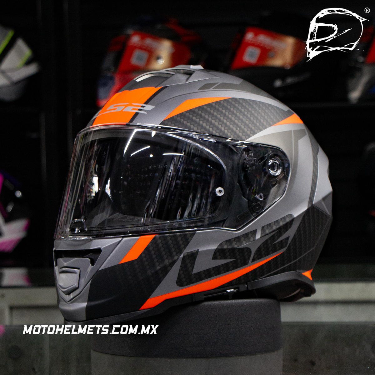 Casco Integral LS2 Storm Racer Negro Naranja FF800