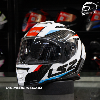 Casco Integral LS2 Storm Racer II Blanco Rojo Azul FF800
