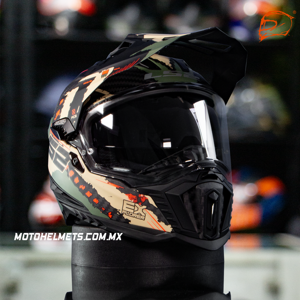 Casco Carbono Ls2 Explorer Extend Verde Militar Mate Mx701