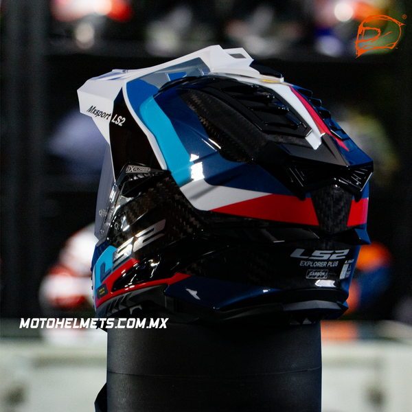 Casco Carbono LS2 Explorer Frontier C Azul Blanco Rojo