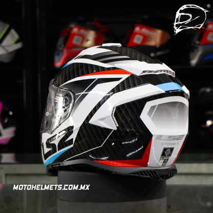 Casco Integral LS2 Storm Racer II Blanco Rojo Azul FF800