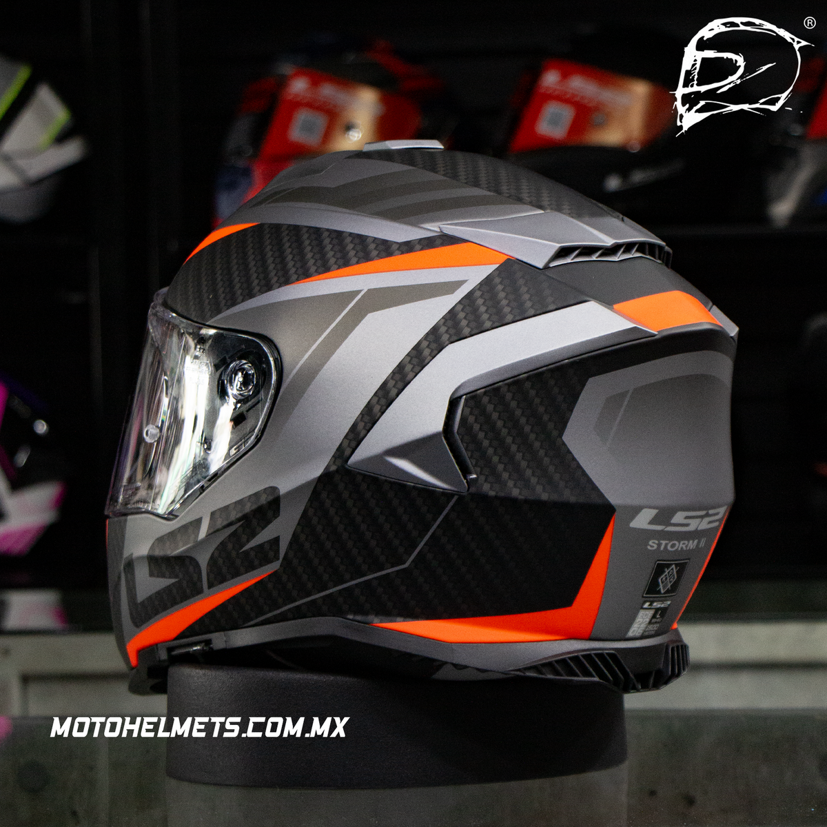 Casco Integral LS2 Storm Racer Negro Naranja FF800