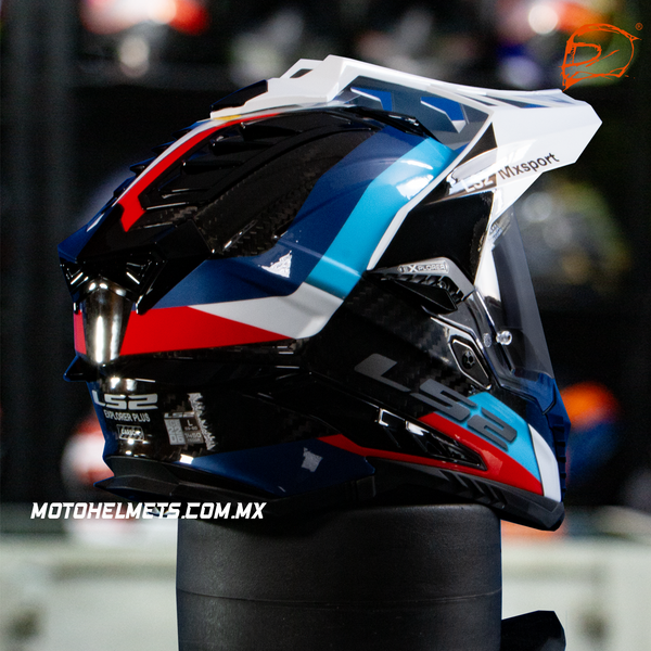 Casco Carbono LS2 Explorer Frontier C Azul Blanco Rojo