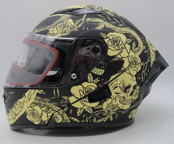 Casco Abatible R7 Unscarred Kalaveras Negro Amarillo