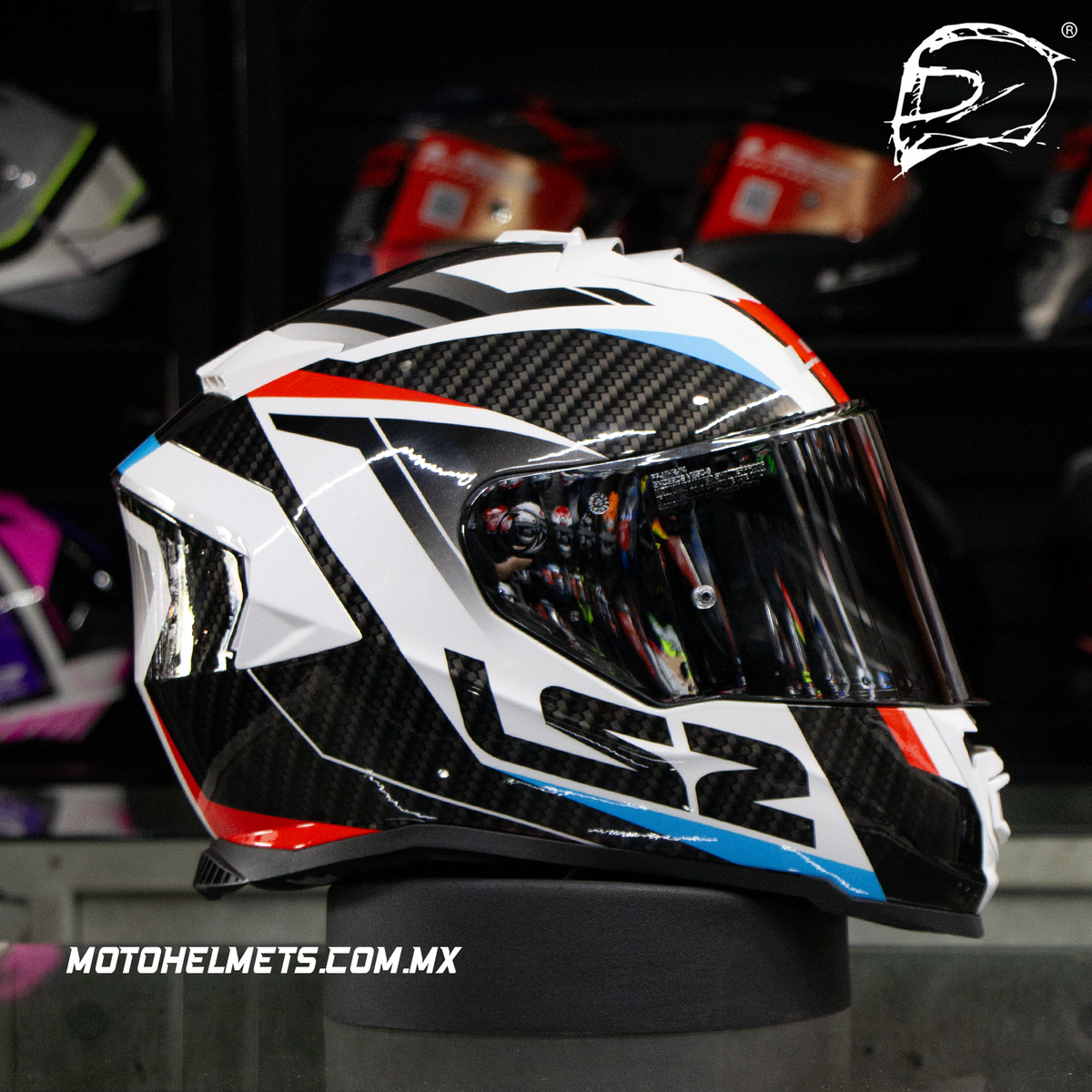 Casco Integral LS2 Storm Racer II Blanco Rojo Azul FF800