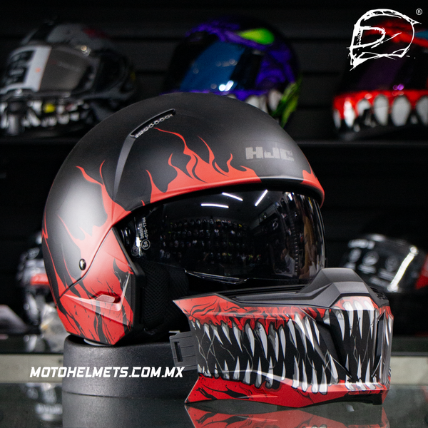 Casco Abierto Hjc I20 Scraw Negro Rojo