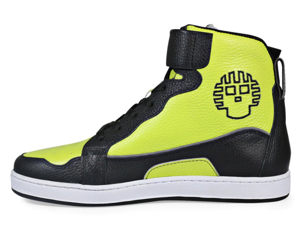 Tenis para moto Carmichael de piel unisex con protecciones Atacama Verde Fosfo