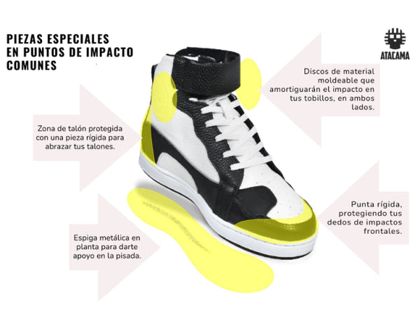 Tenis para moto Carmichael de piel unisex con protecciones Atacama Verde Fosfo