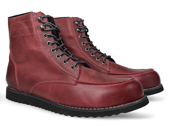 Botas para Moto Block Piel guinda con protecciones Atacama