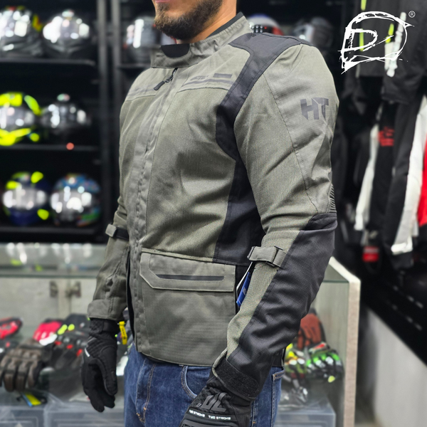 Chamarra Con protecciones Hebotech Cypher Gris Larga Mesh Impermeable