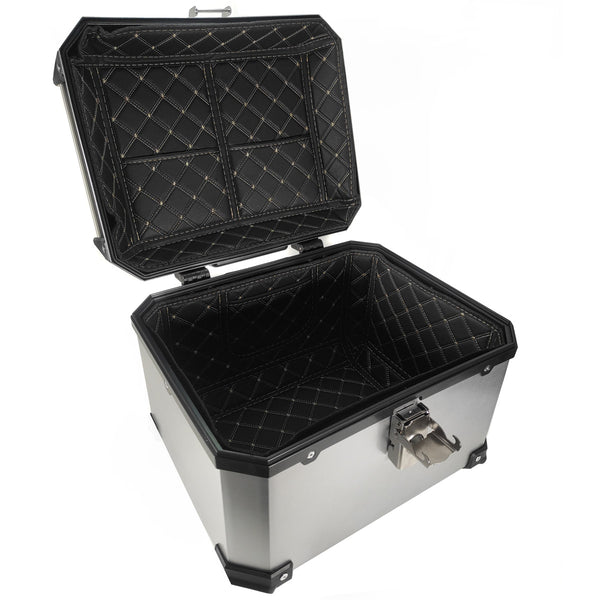 Cajuela TECHX2 SG-530 Cuadrada Plata Negro Plastico con respaldo 45 L y seguridad antirobo