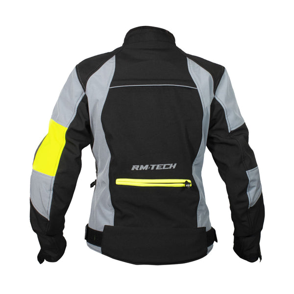 Chamarra RMTECH INSANE NEGRA GRIS FLUORESCENTE MUJER
