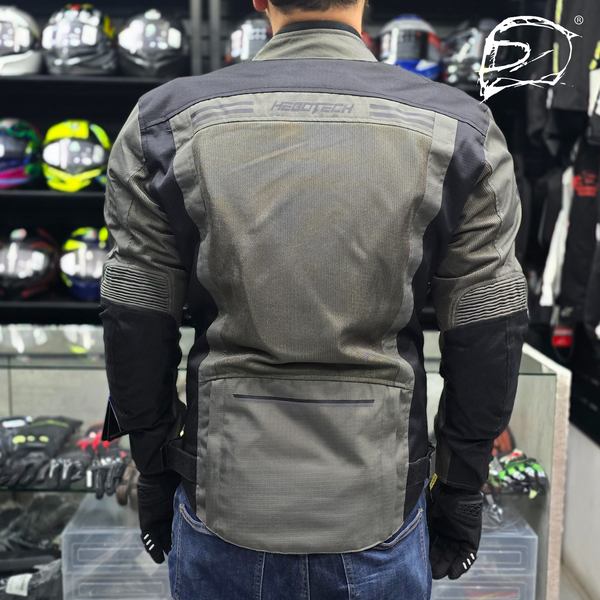 Chamarra Con protecciones Hebotech Cypher Gris Larga Mesh Impermeable