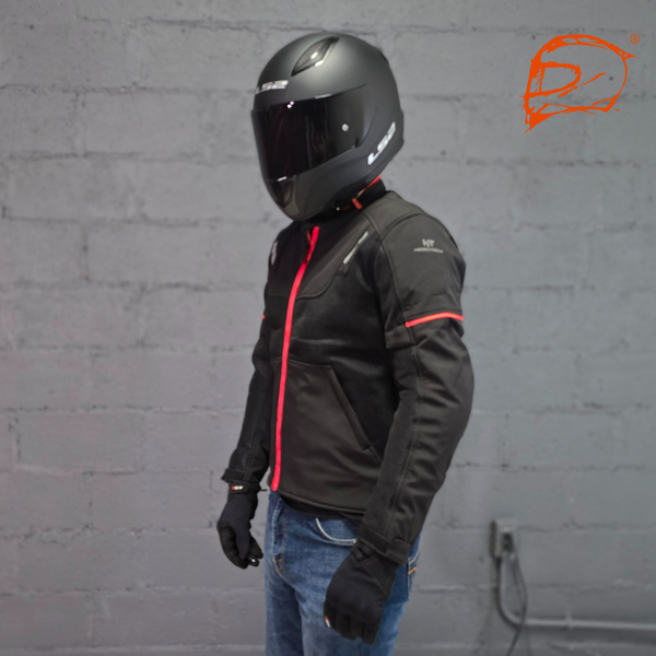 Chamarra Con Protecciones Hebotech Luzern Iii Roja Negro