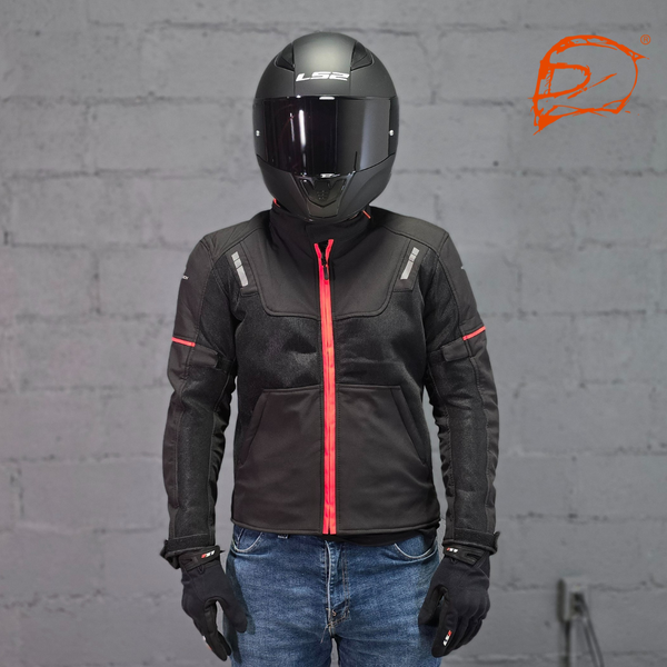Chamarra Con Protecciones Hebotech Luzern Iii Roja Negro