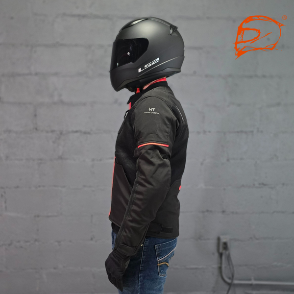 Chamarra Con Protecciones Hebotech Luzern Iii Roja Negro