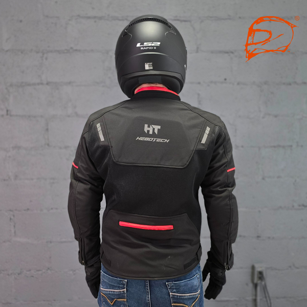 Chamarra Con Protecciones Hebotech Luzern Iii Roja Negro