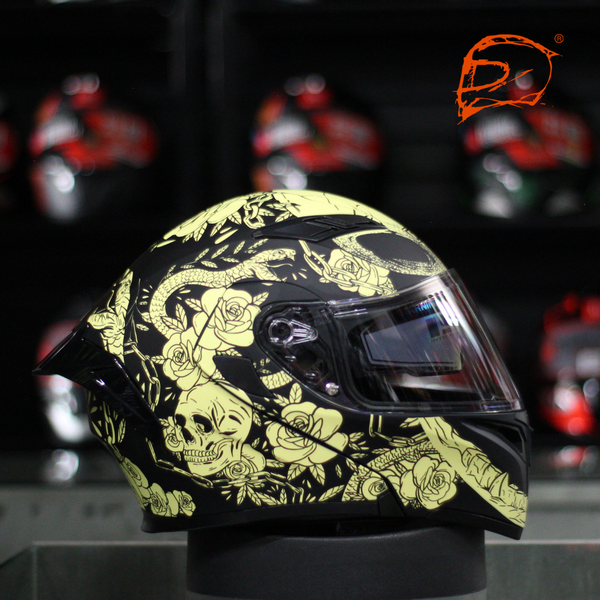 Casco Abatible R7 Unscarred Kalaveras Negro Amarillo