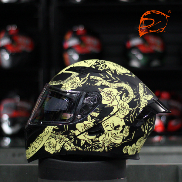 Casco Abatible R7 Unscarred Kalaveras Negro Amarillo