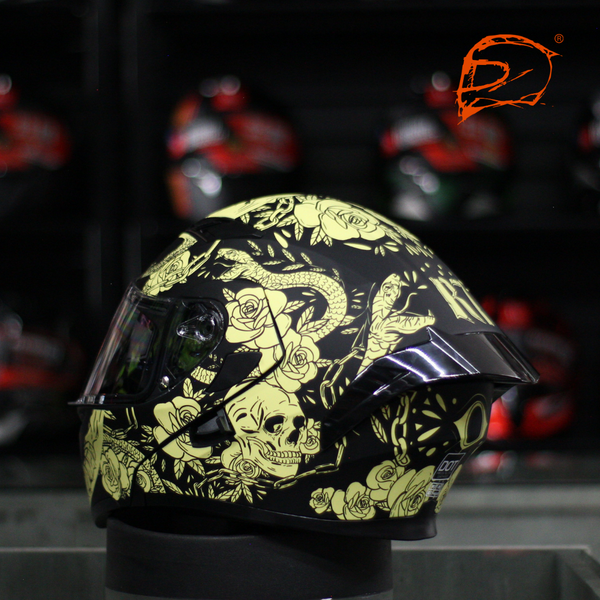 Casco Abatible R7 Unscarred Kalaveras Negro Amarillo