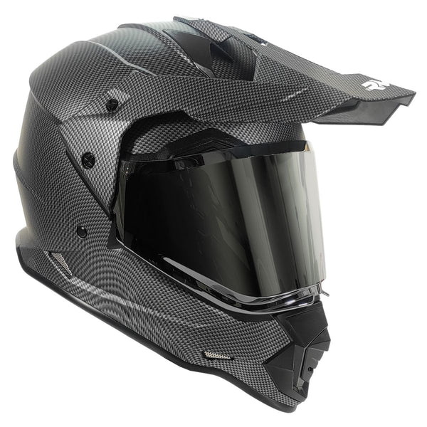 Casco Rmm 129 Cross Fibra De Carbon Con Lente Interno Y Mica Tornasol