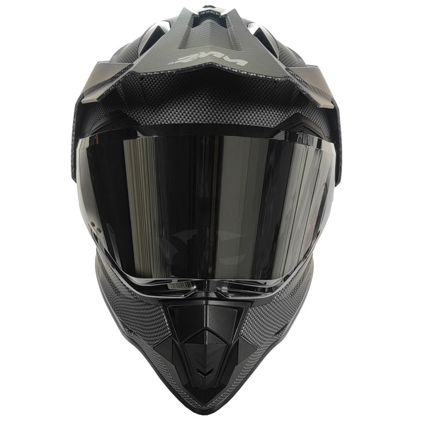 Casco Rmm 129 Cross Fibra De Carbon Con Lente Interno Y Mica Tornasol