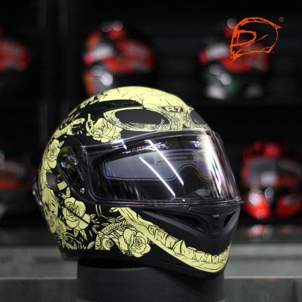 Casco Abatible R7 Unscarred Kalaveras Negro Amarillo