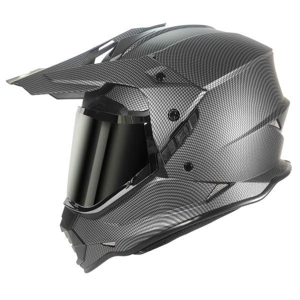 Casco Rmm 129 Cross Fibra De Carbon Con Lente Interno Y Mica Tornasol
