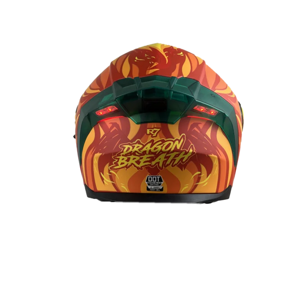 Casco Abatible R7 Racing Alfa Con Luz Led Doble Mica Dragon Breath Night Vision