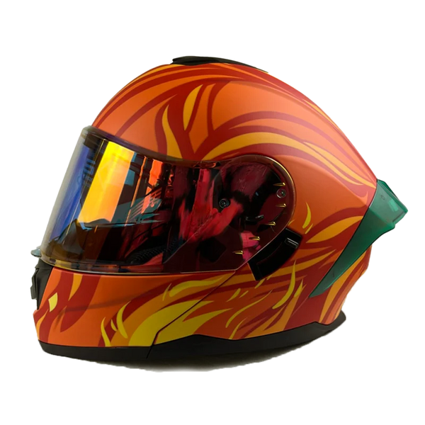 Casco Abatible R7 Racing Alfa Con Luz Led Doble Mica Dragon Breath Night Vision