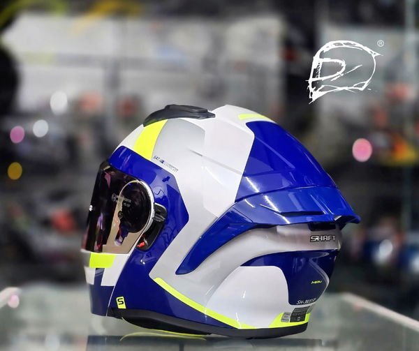 Casco Abatible Shaft 3820 SP Blanco Amarillo Azul Brillo