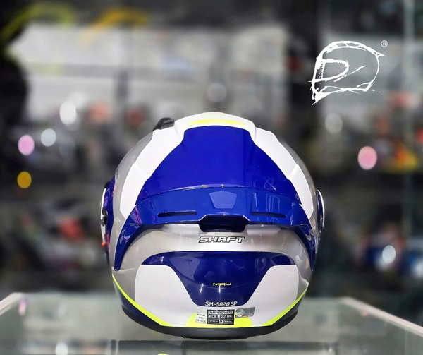 Casco Abatible Shaft 3820 SP Blanco Amarillo Azul Brillo