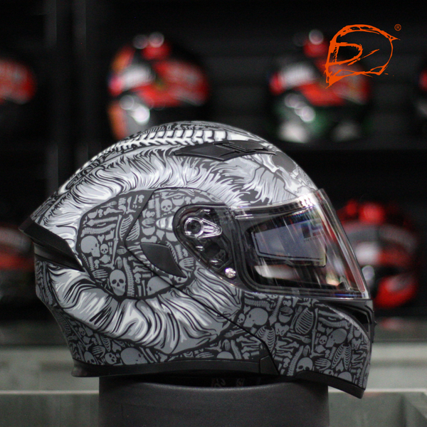 Casco Abatible R7 Unscarred Bone Demon Gris