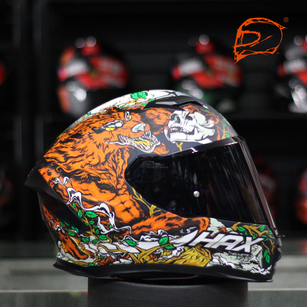 Casco Integral Hax Forcé Night Leyend Negro Verde Naranja – Moto