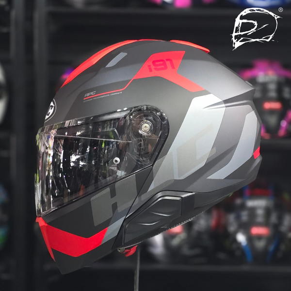 Casco Hjc I91 Abatible Carst Mate Negro Gris Rojo Ece