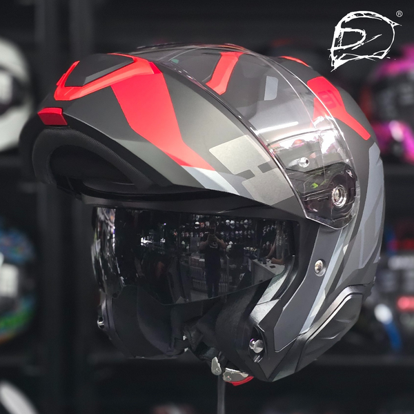Casco Hjc I91 Abatible Carst Mate Negro Gris Rojo Ece