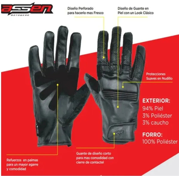 Guantes Piel MW 1723 Negro Assen
